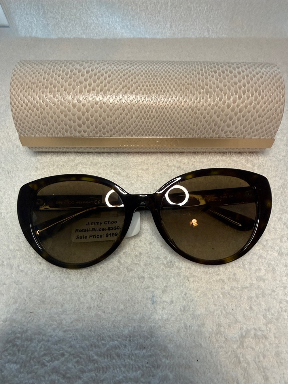 Authentic Jimmy Choo ELSIE/FS 086HA Tortoise Oval Sunglasses